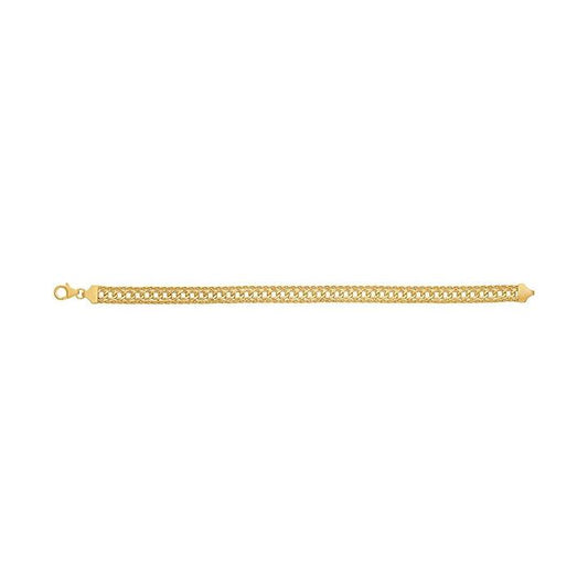 Image of Bracelets. Product name - 19cm Fancy Curb Bracelet in 9kt Yellow Gold in colour by brand - Bevilles