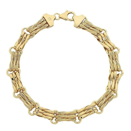Image of Bracelets. Product name - 19cm Infinity Gate Link Bracelet in 9kt Yellow Gold in colour by brand - Bevilles