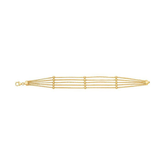 Image of Bracelets. Product name - 19cm Five-Strand Ball-Linked Cable Bracelet in 9kt Yellow Gold in colour by brand - Bevilles