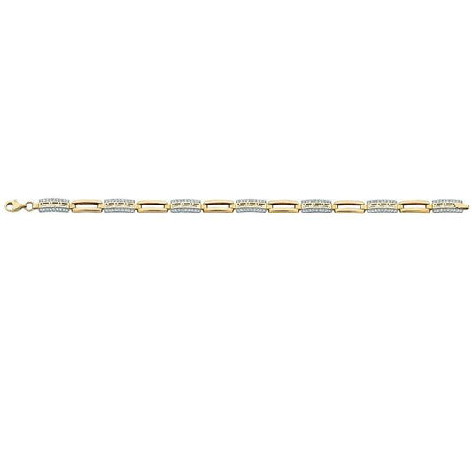 Image of Bracelets. Product name - 19cm Cubic Zirconia Alternating Link Bracelet in 9kt Yellow Gold in colour by brand - Bevilles