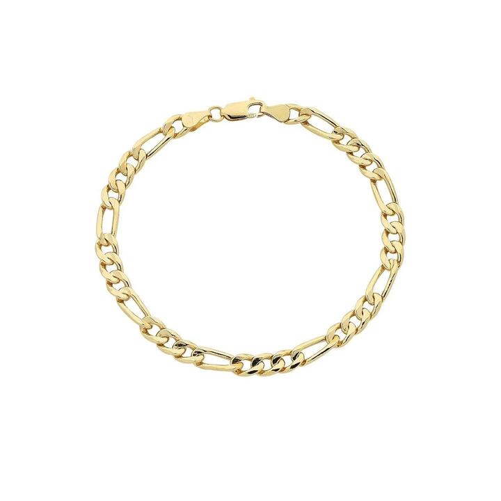 Image of Bracelets. Product name - 21cm Figaro Bracelet in 9kt Yellow Gold in colour by brand - Bevilles