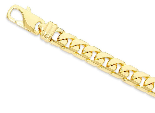 Image of Bracelets. Productname: 23cm 9kt Yellow Gold Flat Curb Bracelet in Gold colour by brand - Bevilles