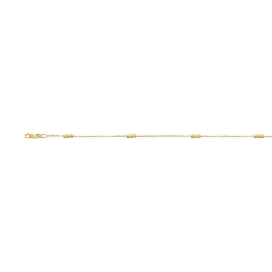 Image of Bracelets. Productname: 19cm Ball Station Cable Bracelet in 9kt Yellow Bonded Gold in Gold colour by brand - Bevilles