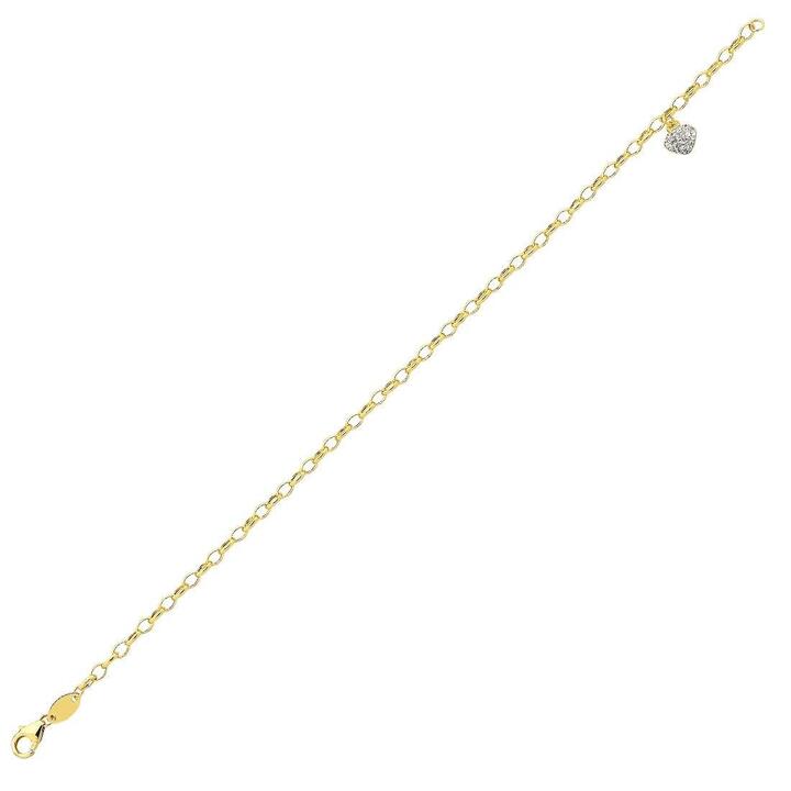 Image of Bracelets. Productname: 9kt Yellow Gold Silver Infused Crystal Heart Bracelet in Gold colour by brand - Bevilles