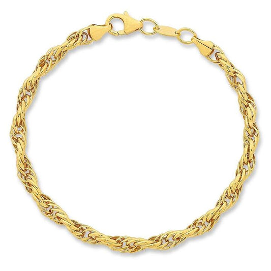 Image of Bracelets. Productname: 19cm Triple Belcher Twist Bracelet in 9kt Yellow Bonded Gold in Gold colour by brand - Bevilles