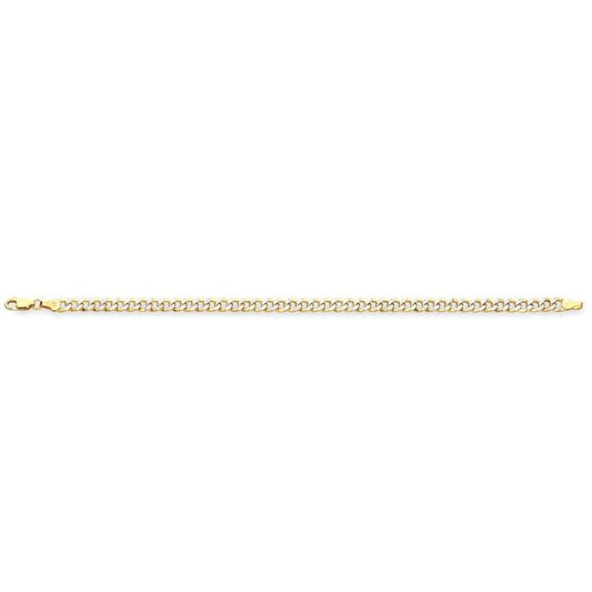 Image of Bracelets. Productname: 9kt Yellow Gold Silver Infused 2 Tone Curb Bracelet in Gold colour by brand - Bevilles