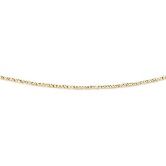 Image of Necklaces. Productname: 45cm Flat Curb Chain in 9kt Yellow Bonded Gold in colour by brand - Bevilles