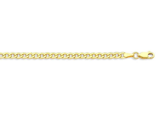 Image of Bracelets. Product name - 19cm Bevelled Curb Bracelet in 9kt Yellow Gold in colour by brand - Bevilles
