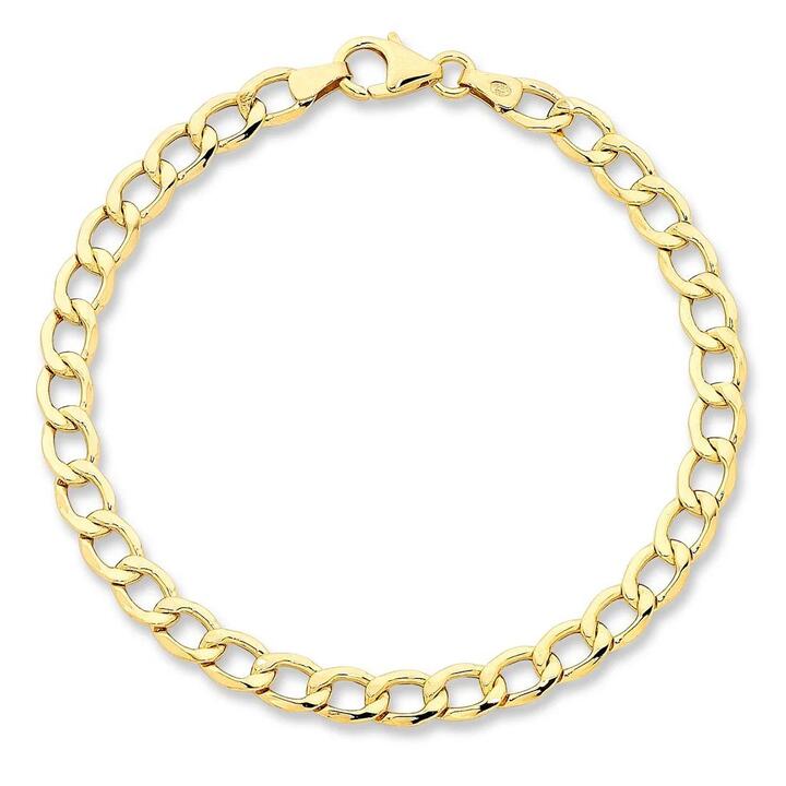 Image of Bracelets. Product name - 19cm Curb Bracelet in 9kt Yellow Gold in colour by brand - Bevilles