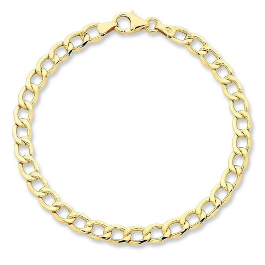 Image of Bracelets. Product name - 19cm Curb Bracelet in 9kt Yellow Gold in colour by brand - Bevilles