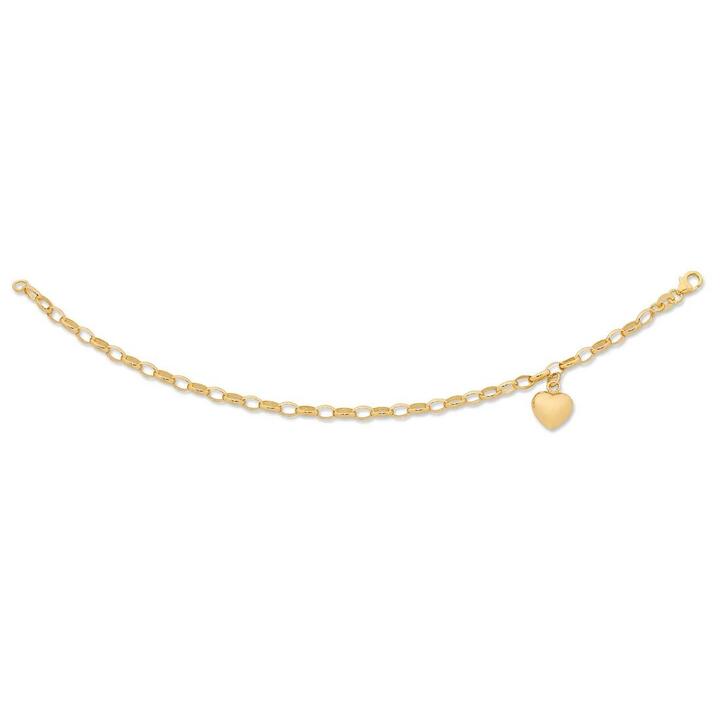 Image of Bracelets. Productname: 9kt Yellow Gold Belcher Bracelet With Heart 19cm in Gold colour by brand - Bevilles
