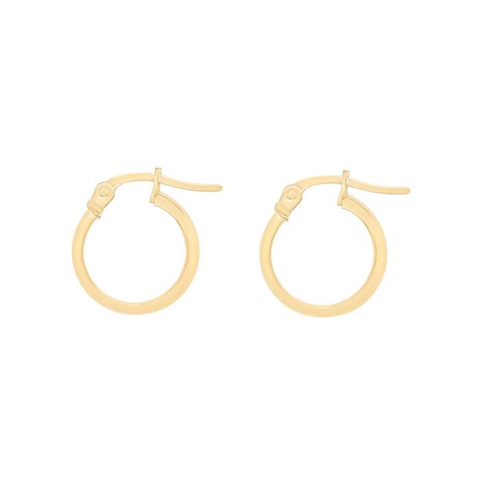 Image of Earrings. Product name - 10mm Half Round Hoop Earrings in 9kt Yellow Gold in colour by brand - Bevilles