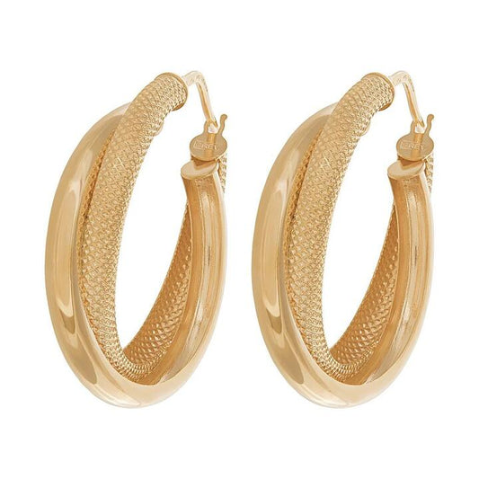 Image of Earrings. Product name - 20mm Double Strand Hoop Earrings in 9kt Yellow Gold in colour by brand - Bevilles