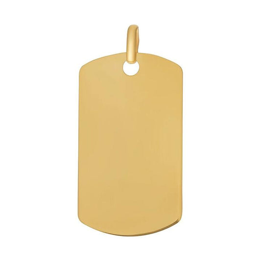 Image of Charms. Productname: 9kt Yellow Gold Dog Tag Pendant in Gold colour by brand - Bevilles