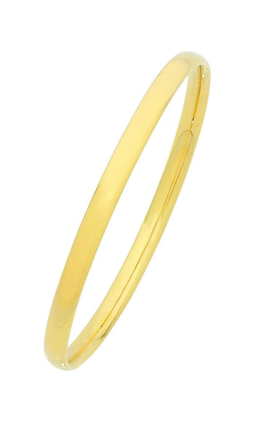 Image of Jewelry. Product name - 63mm 5mm Width Hollow Half Round Bangle in 9kt Yellow Gold in colour by brand - Bevilles