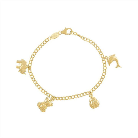 Image of Bracelets. Productname: 9kt Yellow Gold Silver Infused Children's Charm Bracelet in Gold colour by brand - Bevilles