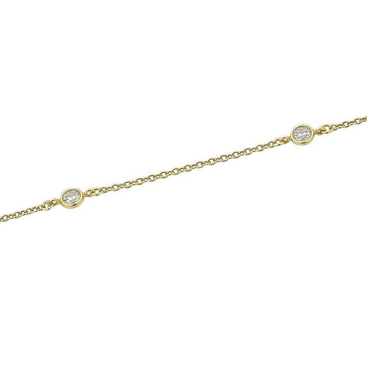 Image of Bracelets. Product name - 19cm Bezel Cubic Zirconia Station Curb Bracelet in 9kt Yellow Bonded Gold in colour by brand - Bevilles