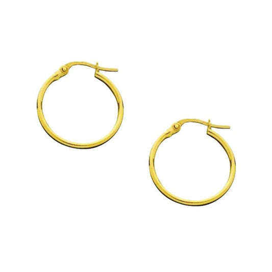 Image of Earrings. Productname: 9kt Yellow Gold 10mm Hoop Earrings in Gold colour by brand - Bevilles