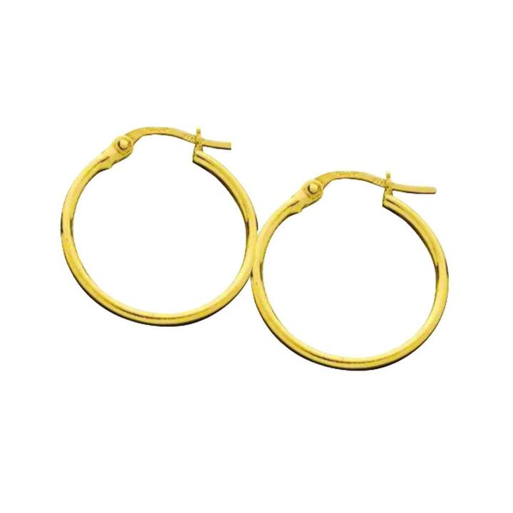 Image of Earrings. Productname: 9kt Yellow Gold 25mm Hoop Earrings in Gold colour by brand - Bevilles