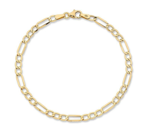 Image of Bracelets. Productname: 19cm Figaro Bracelet in 9kt Yellow Bonded Gold in Gold colour by brand - Bevilles