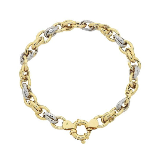 Image of Bracelets. Productname: 9kt Two Tone Silver Infused Double Link 20cm Bracelet in Gold colour by brand - Bevilles