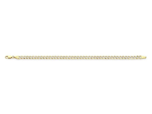 Image of Bracelets. Product name - 19cm Diamond Cut Curb Bracelet in 9kt Yellow and White Bonded Gold in colour by brand - Bevilles