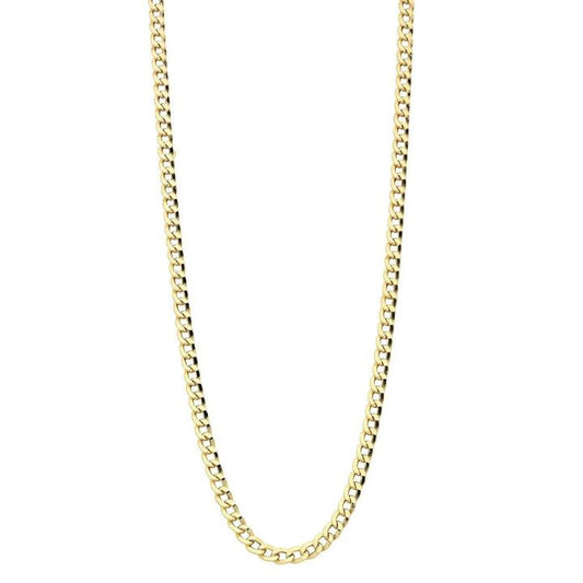 Image of Jewelry. Productname: 55cm Hollow Curb Chain in 9kt Yellow Gold in Gold colour by brand - Bevilles