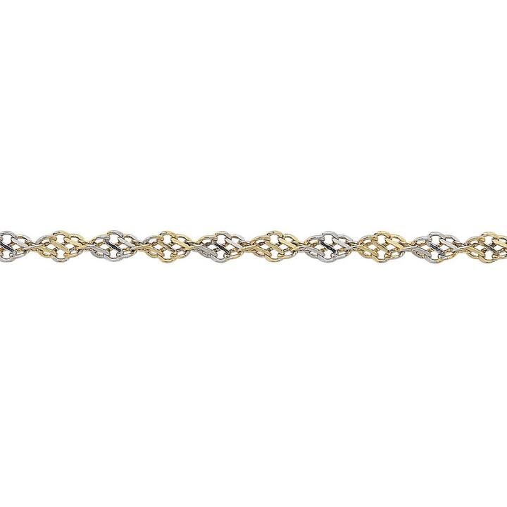 Image of Necklaces. Productname: 9kt Yellow Gold 2 Tone Twisted Infinity Chain Necklace 45cm in Gold colour by brand - Bevilles