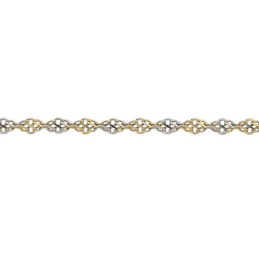 Image of Necklaces. Productname: 9kt Yellow Gold 2 Tone Twisted Infinity Chain Necklace 45cm in Gold colour by brand - Bevilles