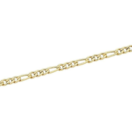 Image of Necklaces. Productname: 9kt Yellow Gold Figaro 3/1 Chain Necklace 50cm in Gold colour by brand - Bevilles