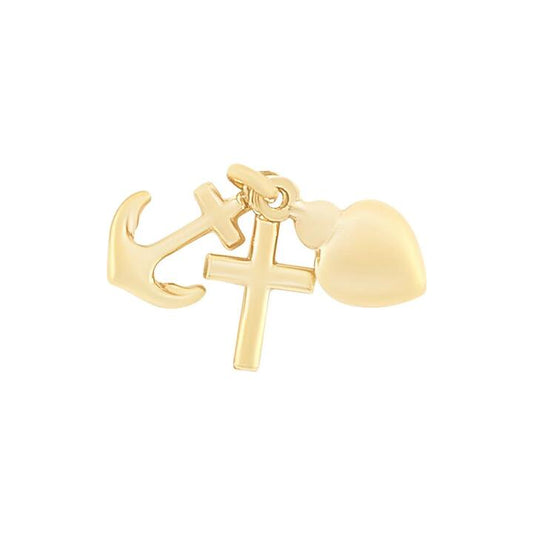 Image of Charms. Productname: 9kt Yellow Gold Pendant Faith Hope Charity in Gold colour by brand - Bevilles