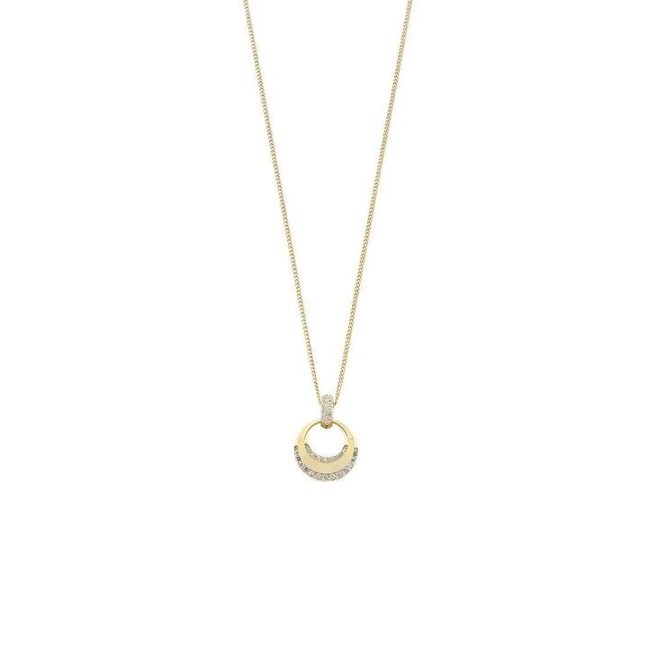 Image of Charms. Product name - Cubic Zirconia Pave Circle Pendant Necklace in 9kt Yellow Gold in colour by brand - Bevilles
