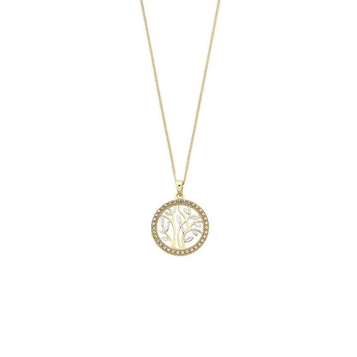 Image of Charms. Productname: 9kt Two Tone Tree Of Life Pendant in Gold colour by brand - Bevilles