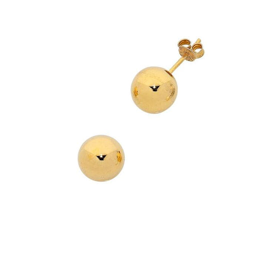 Image of Earrings. Productname: 10mm Ball Stud Earrings in 9kt Yellow Gold in colour by brand - Bevilles