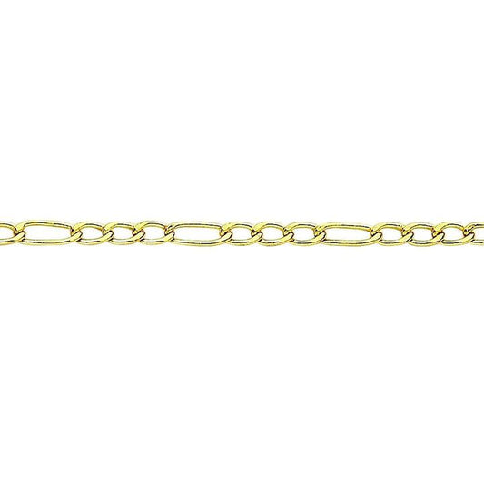 Image of Jewelry. Productname: 45cm Open Figaro Chain in 9kt Yellow Gold in Gold colour by brand - Bevilles