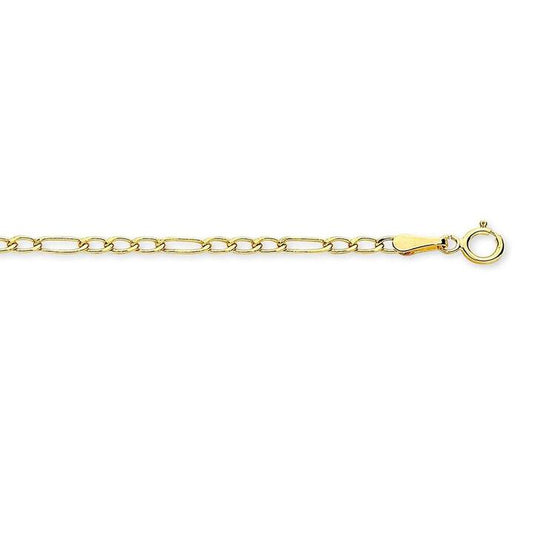 Image of Necklaces. Product name - 50cm Open Figaro Chain in 9kt Yellow Gold in colour by brand - Bevilles