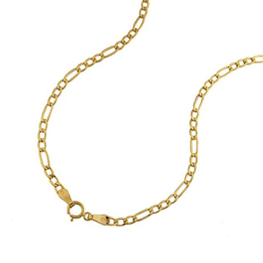 Image of Necklaces. Product name - 55cm Open Figaro Chain in 9kt Yellow Gold in colour by brand - Bevilles