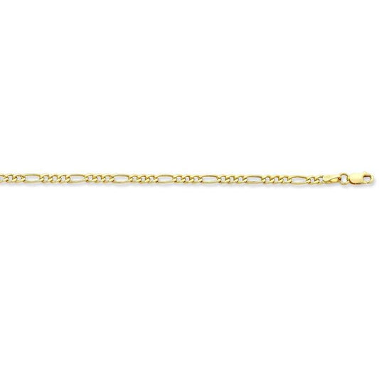 Image of Jewelry. Productname: 50cm Flat Figaro Chain in 9kt Yellow Gold in Gold colour by brand - Bevilles
