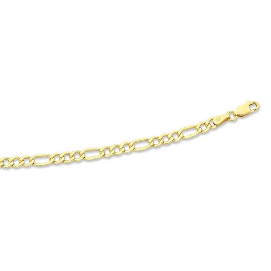 Image of Necklaces. Productname: 55cm Flat Figaro Chain in 9kt Yellow Gold in colour by brand - Bevilles