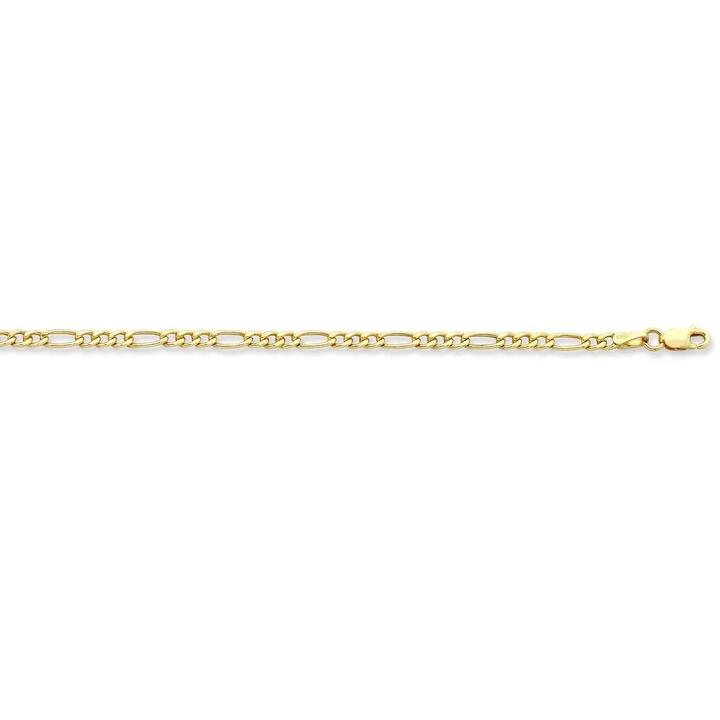 Image of Jewelry. Productname: 60cm Flat Figaro Chain in 9kt Yellow Gold in Gold colour by brand - Bevilles