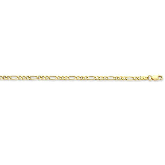 Image of Jewelry. Productname: 60cm Flat Figaro Chain in 9kt Yellow Gold in Gold colour by brand - Bevilles