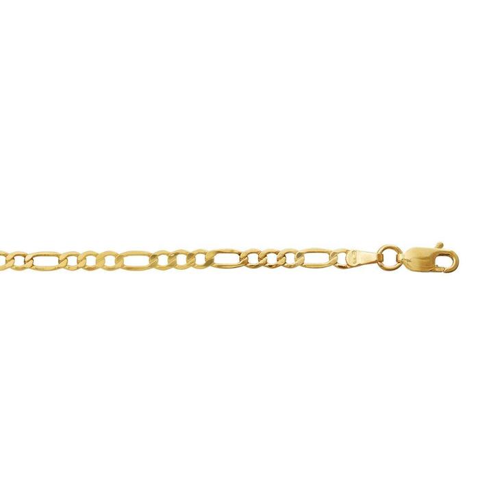 Image of Necklaces. Product name - 55cm Diamond Cut Figaro Chain in 9kt Yellow Gold in colour by brand - Bevilles