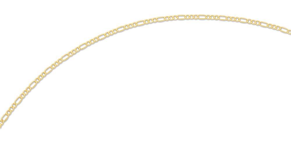 Image of Necklaces. Productname: 50cm 9kt Yellow Gold Hollow Figaro Chain Necklace in Gold colour by brand - Bevilles