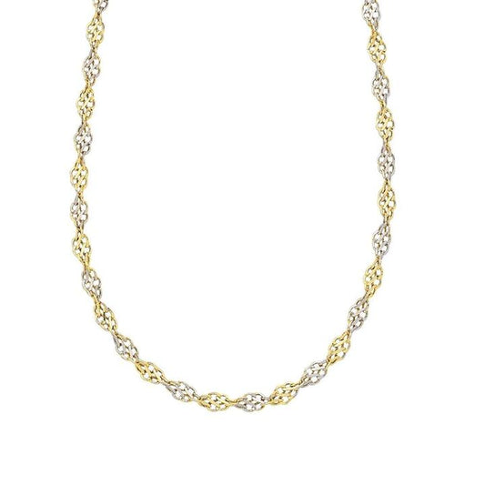 Image of Necklaces. Productname: 9kt Two Tone Gold Necklace Chain in Gold colour by brand - Bevilles