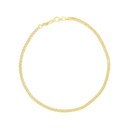 Image of Anklets. Productname: 27cm Round Curb Anklet in 9kt Yellow Bonded Gold in Gold colour by brand - Bevilles