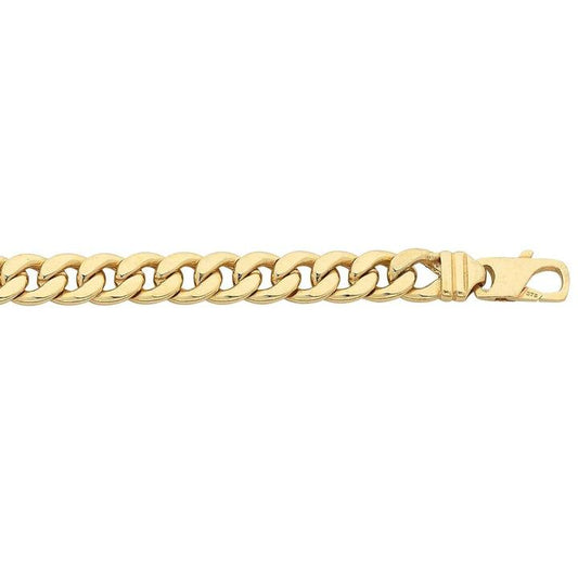 Image of Bracelets. Productname: 9kt Yellow Gold Silver Infused Flat Curb Bracelet 23cm in Gold colour by brand - Bevilles