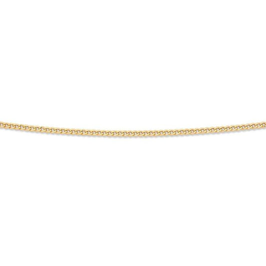 Image of Jewelry. Productname: 75cm Flat Curb Chain in 9kt Yellow Bonded Gold in Gold colour by brand - Bevilles