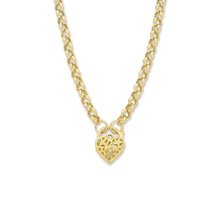 Image of Necklaces. Productname: 9kt Yellow Silver Infused Padlock Necklace 45cm in Gold colour by brand - Bevilles
