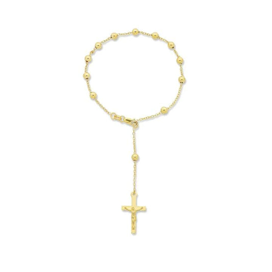 Image of Bracelets. Productname: 9kt Yellow Gold Silver Infused Rosary Bracelet in Gold colour by brand - Bevilles