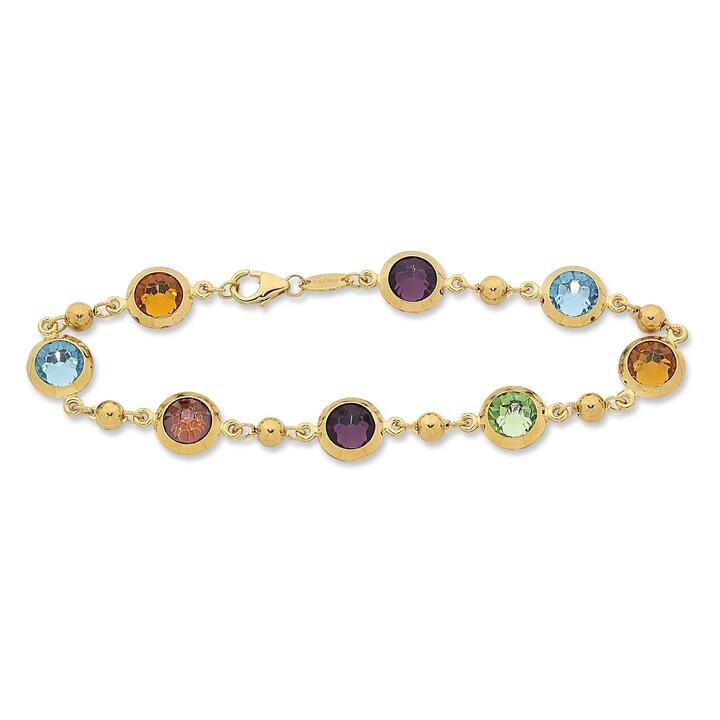 Image of Bracelets. Product name - 19cm Bezel Crystal Bracelet in 9kt Yellow Bonded Gold in colour by brand - Bevilles